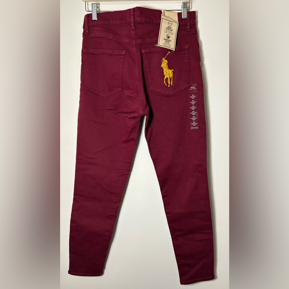 NWT Women’s Polo Ralph Lauren High Stretch Burgundy Jeans Size 29R skuB2 - Picture 5 of 8